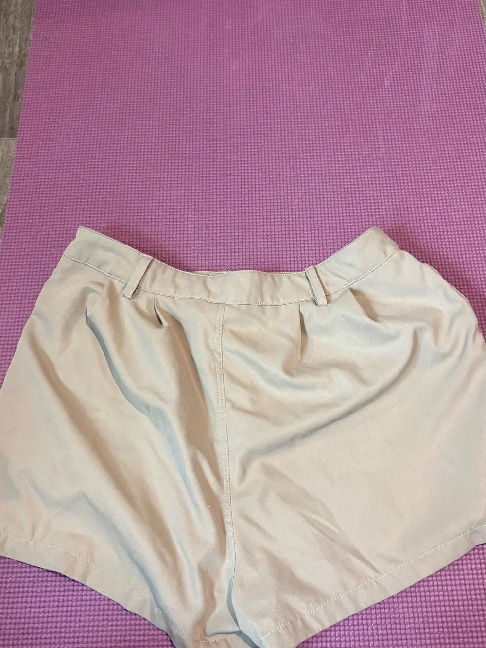 SHEIN Beige High-Rise Bermuda Shorts